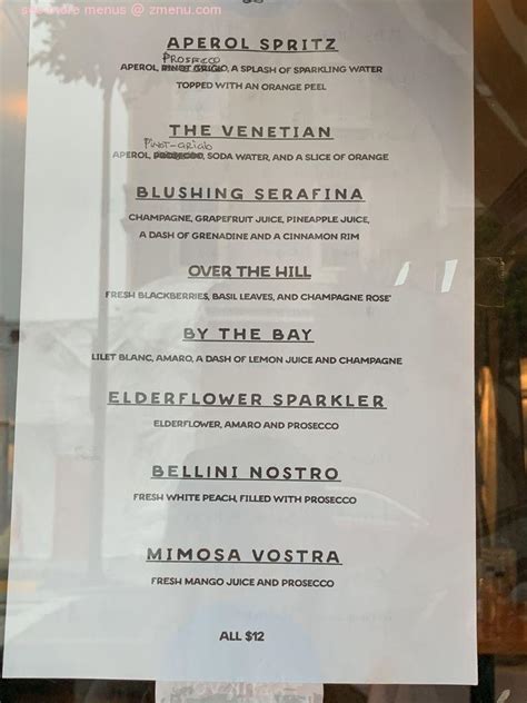 serafina sf menu